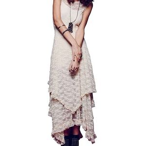 R.Vivimos Sleeveless Backless Layered Lace Dress